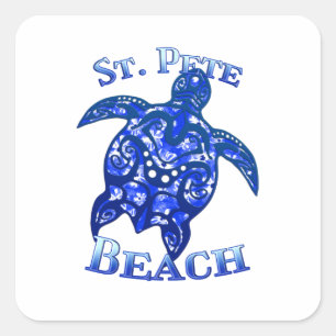 St Pete Beach Florida Vacation Tribal Turtle Square Sticker