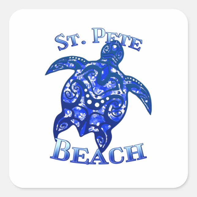 St Pete Beach Florida Vacation Tribal Turtle Square Sticker (Front)