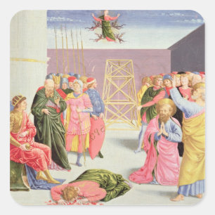 St. Peter and Simon Magus, 15th century Square Sticker