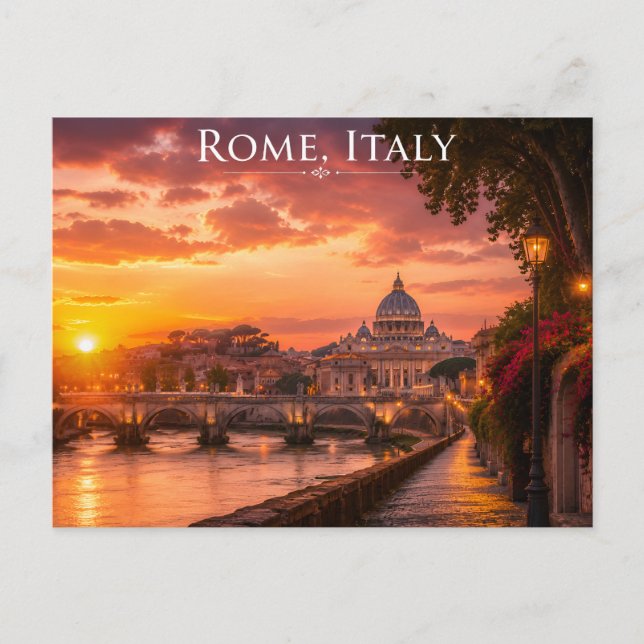 St. Peter’s Basilica & Tiber River Postcard (Front)