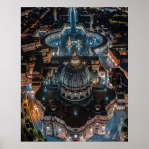 St Peter's Basilica and Square at Night Poster
