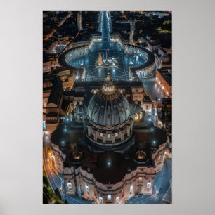 St Peter's Basilica and Square at Night Poster