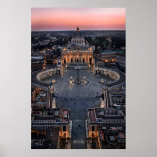 St Peter's Basilica and Square at Sunset Poster