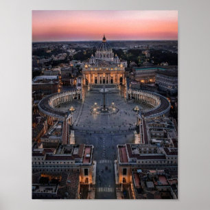 St Peter's Basilica and Square at Sunset Poster