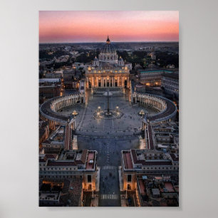 St Peter's Basilica and Square at Sunset Poster