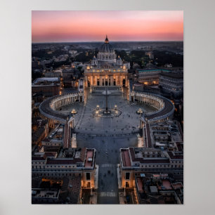St Peter's Basilica and Square at Sunset Poster