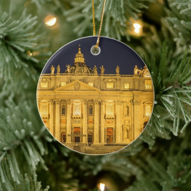 St. Peter's Basilica at Night, Vatican City, Rome Ceramic Ornament (Tree)