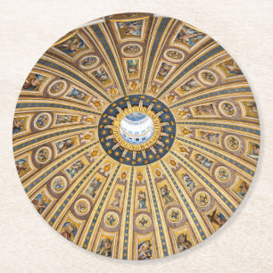 St. Peter's Basilica Dome - Vatican, Rome, Italy Round Paper Coaster