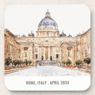 St Peters Basilica Rome Italy Watercolor Travel Coaster