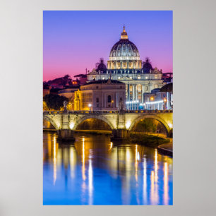 St Peter's Cathedral Vatican city Rome dusk Poster