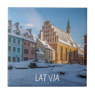 St. Peter's Church in winter in Riga, Latvia Ceramic Tile