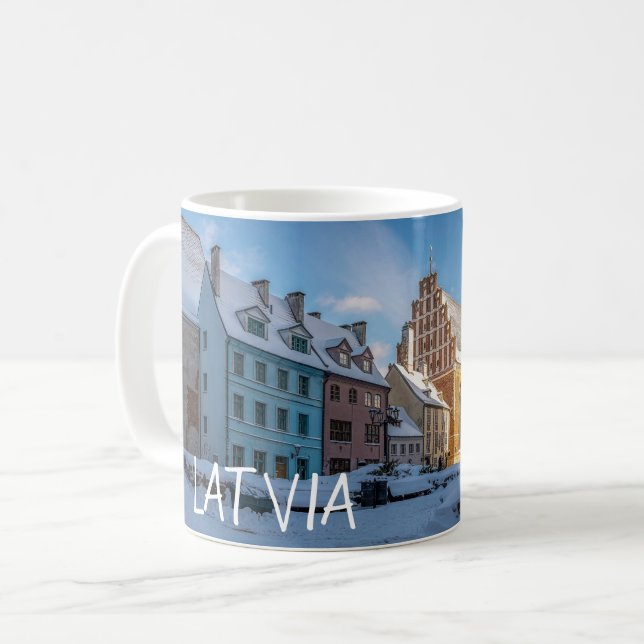 St. Peter's Church in winter in Riga, Latvia Coffee Mug (Front Left)