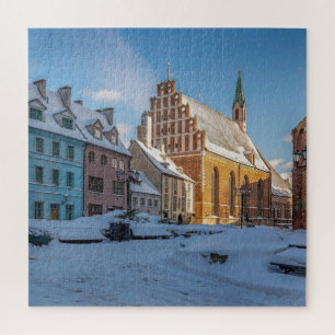 St. Peter's Church in winter in Riga, Latvia Jigsaw Puzzle