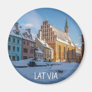 St. Peter's Church in winter in Riga, Latvia Magnet