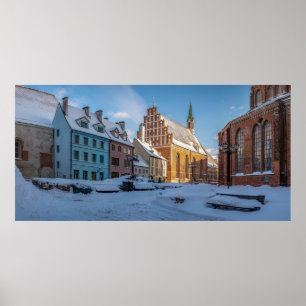 St. Peter's Church in winter in Riga, Latvia Poster