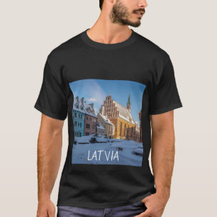 St. Peter's Church in winter in Riga, Latvia T-Shirt