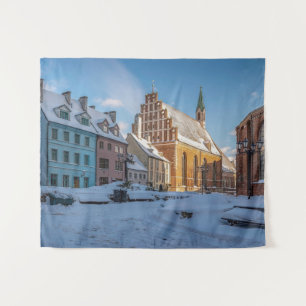 St. Peter's Church in winter in Riga, Latvia Tapestry
