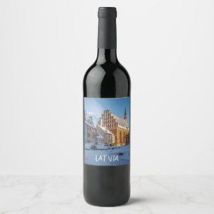 St. Peter's Church in winter in Riga, Latvia Wine Label