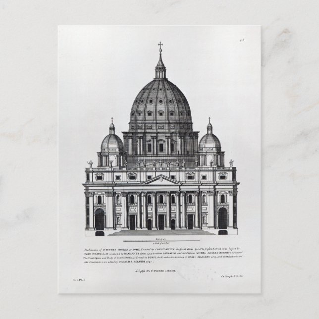 St. Peter's, Rome, engraved by C. Campbell Postcard (Front)