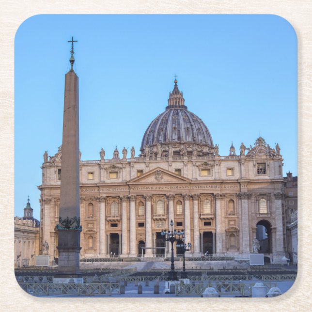 St. Peter's Square in Vatican City - Rome, Italy Square Paper Coaster (Front)