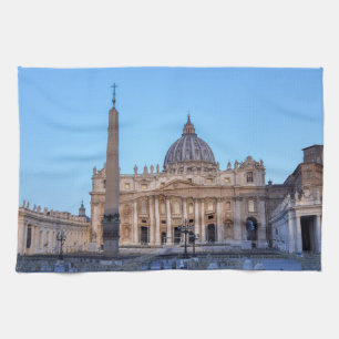 St. Peter's Square in Vatican City - Rome, Italy Tea Towel