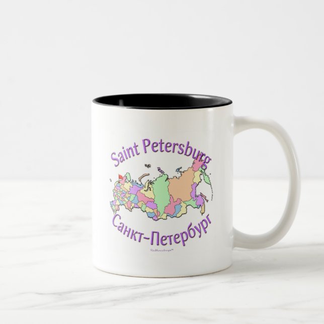 St. Petersburg City Russia Map Two-Tone Coffee Mug (Right)