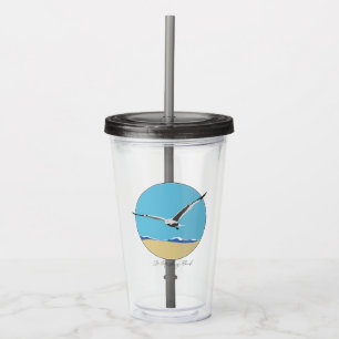 St. Petersburg, FL Sea Gull Flying over Beach  Acrylic Tumbler
