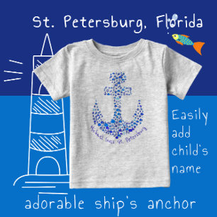 St. Petersburg Florida Sea Creatures Anchor Baby T-Shirt
