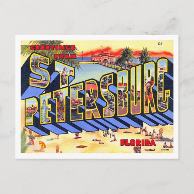 St. Petersburg, Florida Vintage Big Letters Postcard (Front)