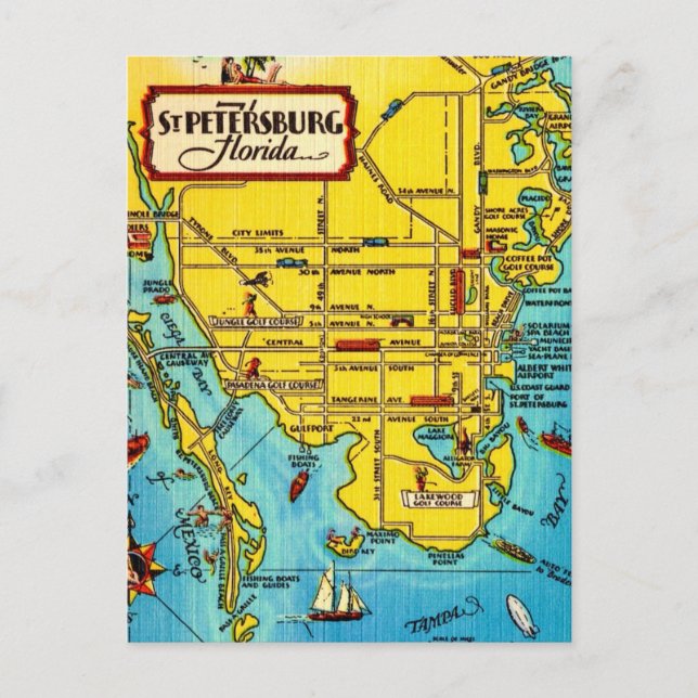 St. Petersburg Map Postcard (Front)