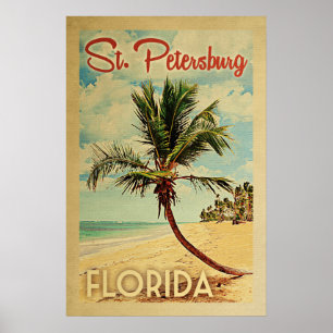 St Petersburg Palm Tree Vintage Travel Poster