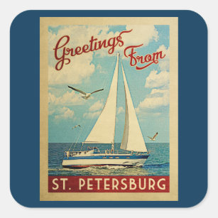 St. Petersburg Sailboat Vintage Travel Florida Square Sticker