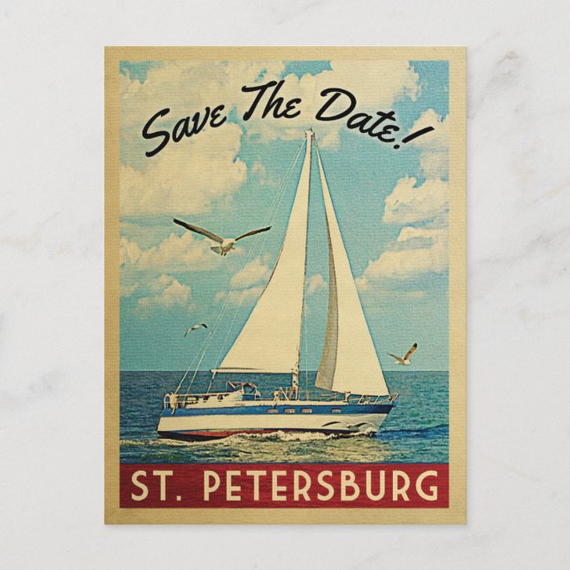 St. Petersburg Save The Date Sailboat Nautical Announcement Postcard (Front)