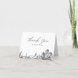St. Petersburg Skyline Sketch Blank Thank You Card