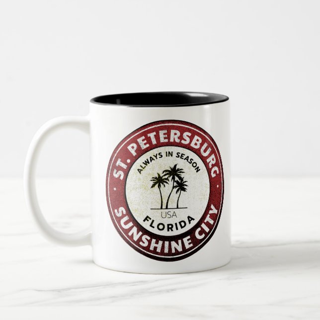St. Petersburg Sunshine City Florida Two-Tone Coffee Mug (Left)