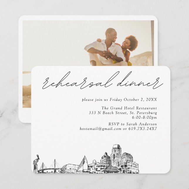 St. Petersburg Wedding Elegant Rehearsal Dinner Enclosure Card (Front/Back)