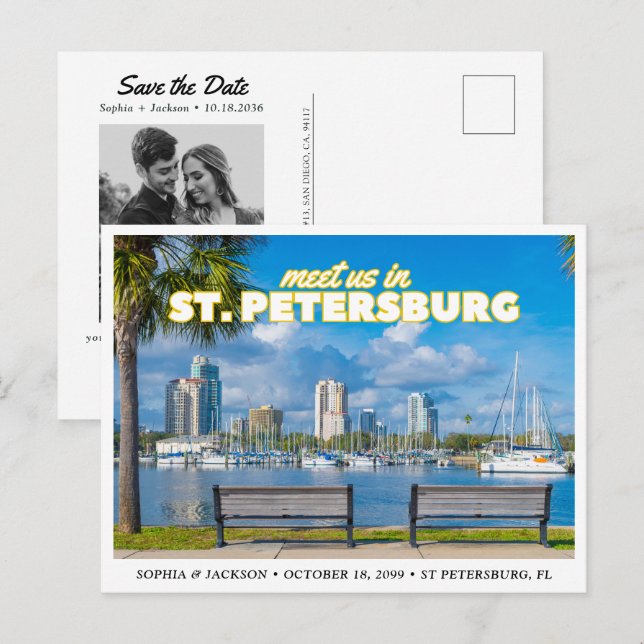 St. Petersburg Wedding Save the Date Postcard (Front/Back)