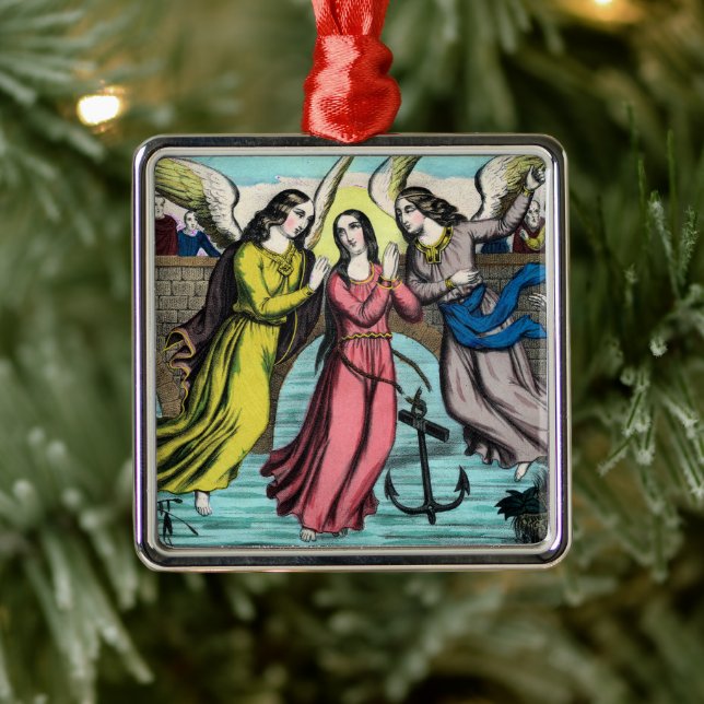 St. Philomena Being Rescued from Drowning Metal Ornament (Tree)