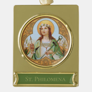 St. Philomena (BK 005) Gold Plated Banner Ornament