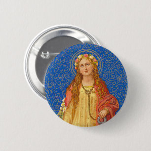St. Philomena with Anchor (SNV 051) 6 Cm Round Badge