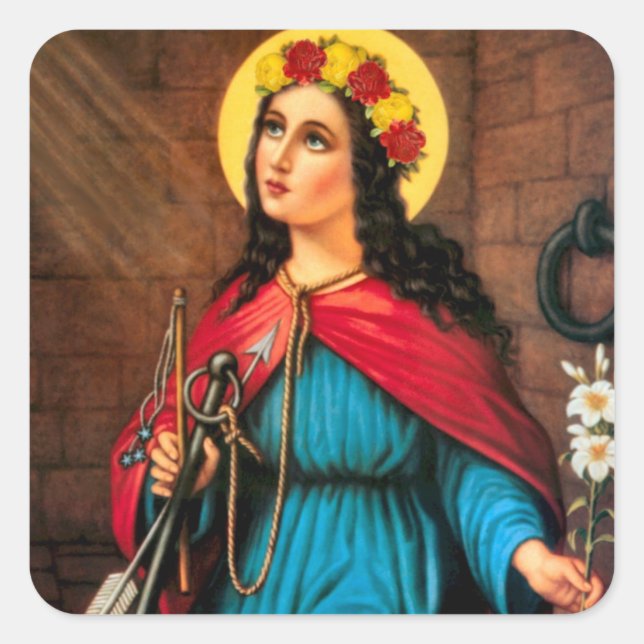 St. Philomena Wonderworker & Martyr Square Sticker (Front)