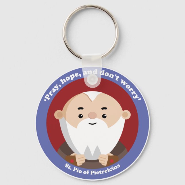 St Pio of Pietrelcina Key Ring (Front)