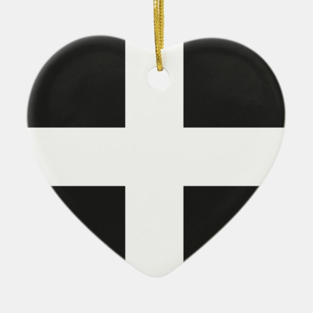 St Piran's Flag Cornwall Kernow Ceramic Ornament (Front)