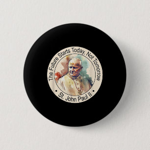 St Pope John Paul Ii Famous Catholic Saints Religi 6 Cm Round Badge