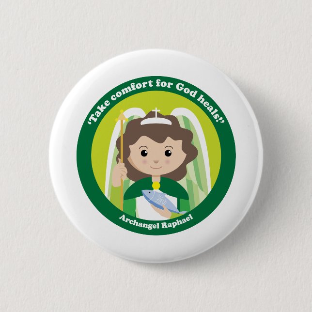 St. Raphael the Archangel 6 Cm Round Badge (Front)