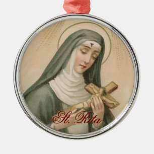 St. Rita of Cascia (M 015) Circular Metal Ornament