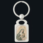 St. Rita of Cascia (M 015) Rectangular Metal Key Ring<br><div class="desc">Wife, Mother, Widow, Nun—St. Rita of Cascia (1386-1457) experienced many stages of life. Life, however, had a way of putting her between a rock and a hard place. For this reason, she is venerated as patron saint of lost and impossible causes. Devoted to Christ’s Passion, she received a partial stigmata...</div>