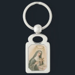 St. Rita of Cascia (M 015) Rectangular Metal Key Ring<br><div class="desc">Wife, Mother, Widow, Nun—St. Rita of Cascia (1386-1457) experienced many stages of life. Life, however, had a way of putting her between a rock and a hard place. For this reason, she is venerated as patron saint of lost and impossible causes. Devoted to Christ’s Passion, she received a partial stigmata...</div>
