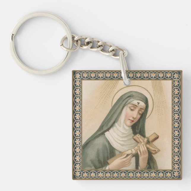 St. Rita of Cascia (M 015) Square Acrylic Key Ring (Front)
