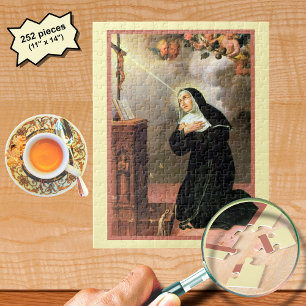 St. Rita with Bees Praying at a Crucifix Jigsaw Puzzle